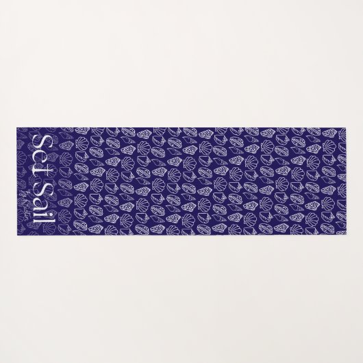 Hand-drawn Seashell Patterned Yoga Mat (Achterkant (horizontaal))