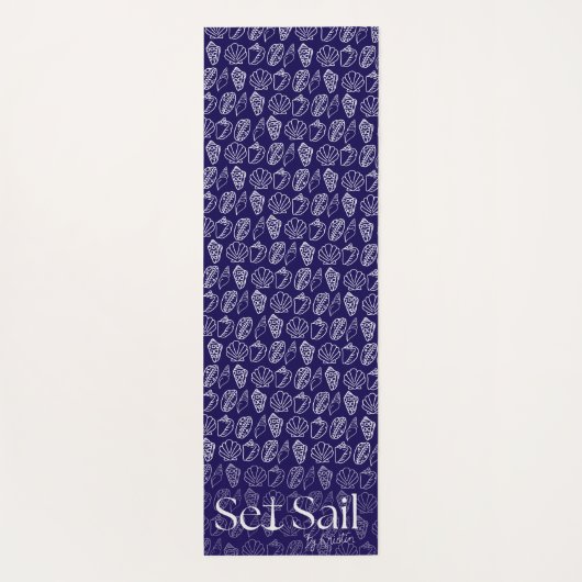 Hand-drawn Seashell Patterned Yoga Mat (Achterkant)