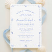 Hand Drawn Seashells & Wedding Bells Bridal Shower Kaart