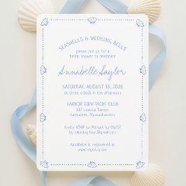 Hand Drawn Seashells & Wedding Bells Bridal Shower Kaart