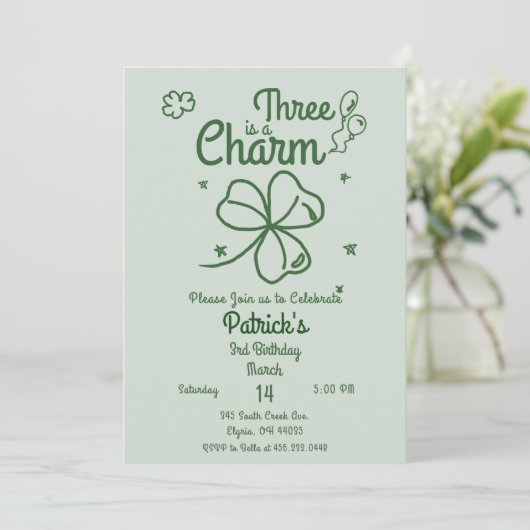 Hand Drawn Shamrock Any Age Birthday Kaart (Staand voorkant)