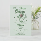Hand Drawn Shamrock Any Age with Photo Birthday Kaart (Staand voorkant)