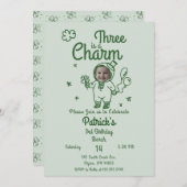 Hand Drawn Shamrock Any Age with Photo Birthday Kaart (Voorkant / Achterkant)