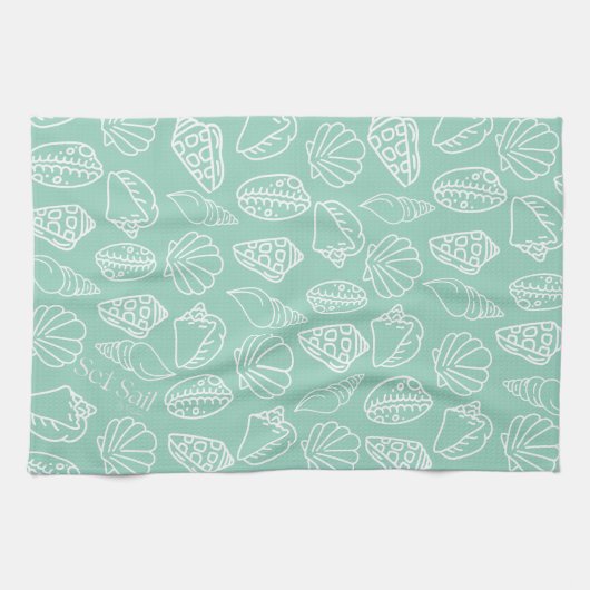 Hand-drawn Shell Patterned Kitchen Towel Theedoek (Horizontaal)