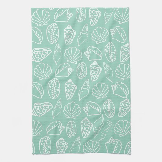 Hand-drawn Shell Patterned Kitchen Towel Theedoek (Verticaal)