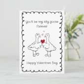 Hand Drawn Silly Goose Funny Saying Valentines Day Feestdagenkaart (Staand voorkant)