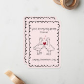 Hand Drawn Silly Goose Funny Saying Valentines Day Notitiekaartje (Voorkant / Achterkant in situ)