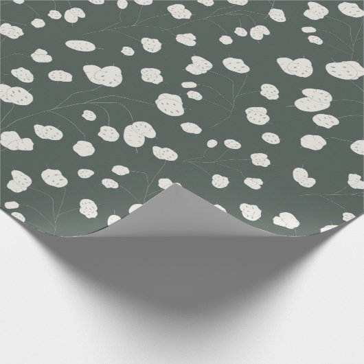 Hand Drawn Silver Dollar Lunaria Pattern Custom Cadeaupapier (Hoek)