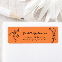 Hand Drawn Skeletons Halloween Return Address Etiket