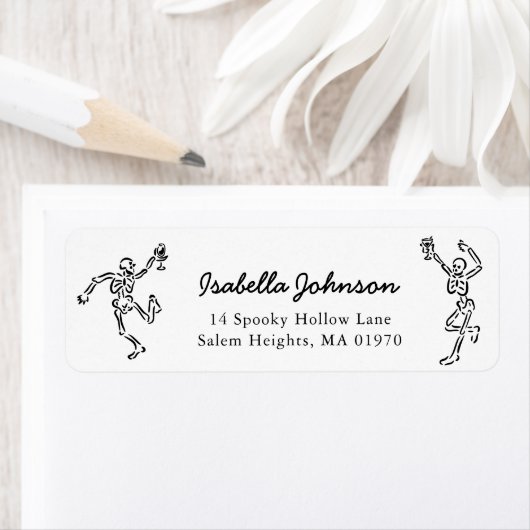 Hand Drawn Skeletons Halloween Return Address Etiket (Insitu)