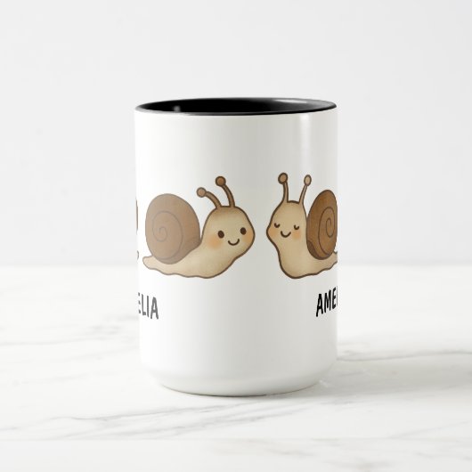 Hand Drawn Snail Custom Cute Mug Mok (Midden)