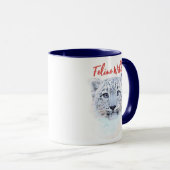 Hand Drawn Snow Leopard Mug "Feline Wild" Mok (Voorkant rechts)