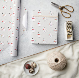 Hand-Drawn Snowman on Grey Winter Wrapping Paper Cadeaupapier