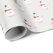 Hand-Drawn Snowman on Grey Winter Wrapping Paper Cadeaupapier (Rol Hoek)