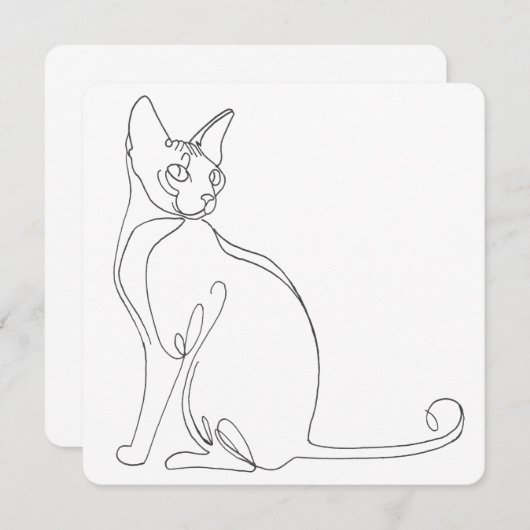 Hand Drawn Sphynx Cat Minimalist Design Kaart (Voorkant / Achterkant)
