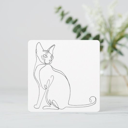 Hand Drawn Sphynx Cat Minimalist Design Kaart (Staand voorkant)