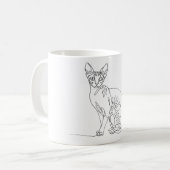Hand Drawn Sphynx Cat - Minimalist Line Art Koffiemok (Voorkant links)