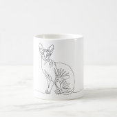 Hand Drawn Sphynx Cat - Minimalist Line Art Koffiemok (Center)