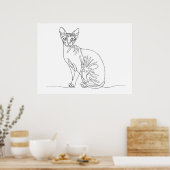 Hand Drawn Sphynx Cat - Minimalist Line Art Poster (Keuken)