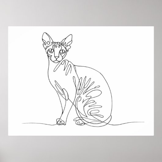 Hand Drawn Sphynx Cat - Minimalist Line Art Poster (Voorkant)