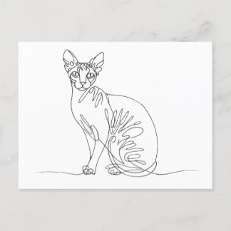 Hand Drawn Sphynx Cat - Minimalist Line Art Uitnodiging Briefkaart