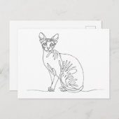 Hand Drawn Sphynx Cat - Minimalist Line Art Uitnodiging Briefkaart (Voorkant / Achterkant)