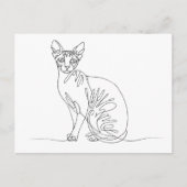 Hand Drawn Sphynx Cat - Minimalist Line Art Uitnodiging Briefkaart (Voorkant)
