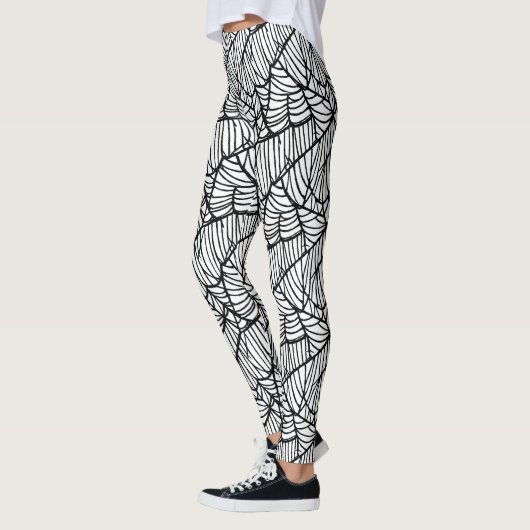 Hand Drawn Spider Web Halloween Pattern Leggings (Links)