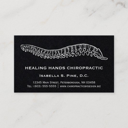 Hand Drawn Spine Logo Hours Chiropractor Visitekaartje (Voorkant)