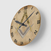 Hand Drawn Square & Compass Ronde Klok (Hoek)