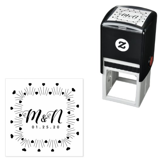 Hand-Drawn Square Lijst Wedding Initialen Zelfinktende Stempel (In situ)