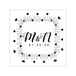 Hand-Drawn Square Lijst Wedding Initialen Zelfinktende Stempel