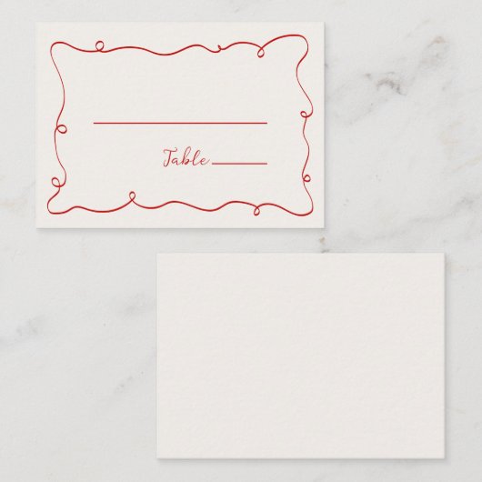 Hand Drawn Squiggle Frame Red Plaatskaartje (Voorkant / Achterkant)
