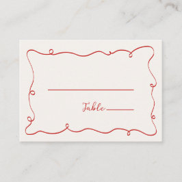 Hand Drawn Squiggle Frame Red Plaatskaartje