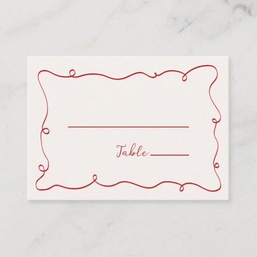 Hand Drawn Squiggle Frame Red Plaatskaartje (Voorkant)