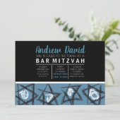 HAND-DRAWN STARS Bar Bat Mitzvah Uitnodiging (Staand voorkant)