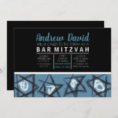 HAND-DRAWN STARS Bar Bat Mitzvah Uitnodiging (Voorkant / Achterkant)