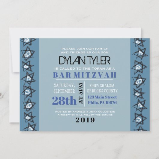 HAND-DRAWN STARS Bar Bat Mitzvah Uitnodiging (Voorkant)