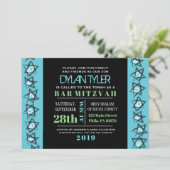 HAND-DRAWN STARS Bar Bat Mitzvah Uitnodiging (Staand voorkant)