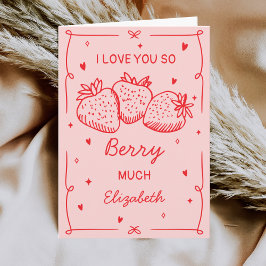 Hand Drawn Strawberries I Love You Valentines Day Feestdagen Kaart