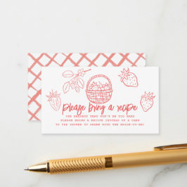 Hand-drawn Strawberry Bridal Shower Recipe Request Informatiekaartje