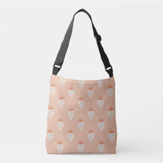 Hand Drawn Strawberry Flowers Crossbody Tas