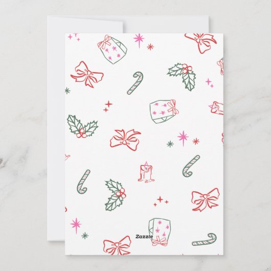 Hand-Drawn String Lights & Tree Merry Christmas Feestdagenkaart (Achterkant)