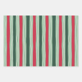 Hand Drawn Striped Forest Green and Red Holiday Inpakpapier Vel (Voorkant)