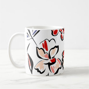 Hand drawn summer floral backround. Botanical seam Koffiemok
