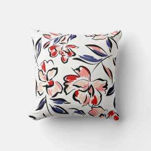 Hand drawn summer floral backround. Botanical seam Kussen