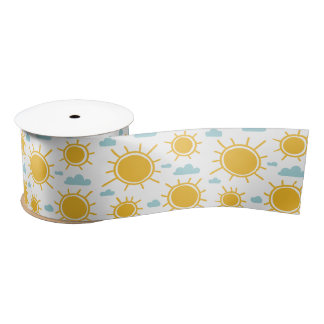Hand Drawn Summer Sun Pattern Satijnen Lint