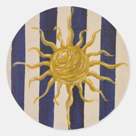 Hand-Drawn Sun Sticker with Classic Stripes (Voorkant)