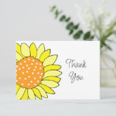 Hand Drawn Sunflower Bedankkaart (Staand voorkant)