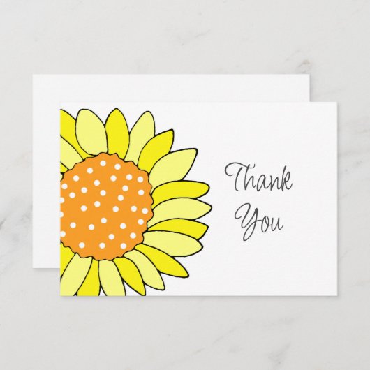 Hand Drawn Sunflower Bedankkaart (Voorkant / Achterkant)